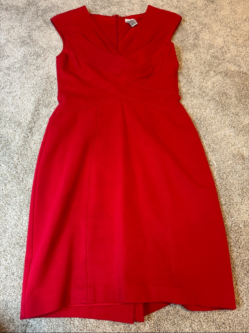 Cache Red Cap-Sleeve Midi Sheath Dress
